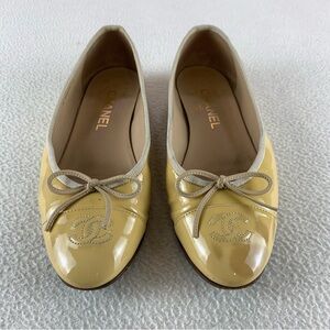 Chanel ballet flats women size 37.5 light brown ballerina flat loafers